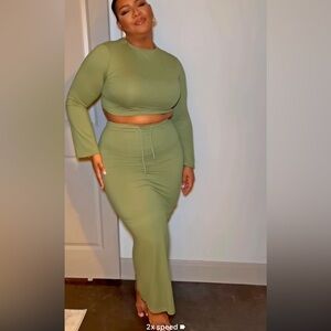 SHEIN Sage Green Women's Maxi Skirt set